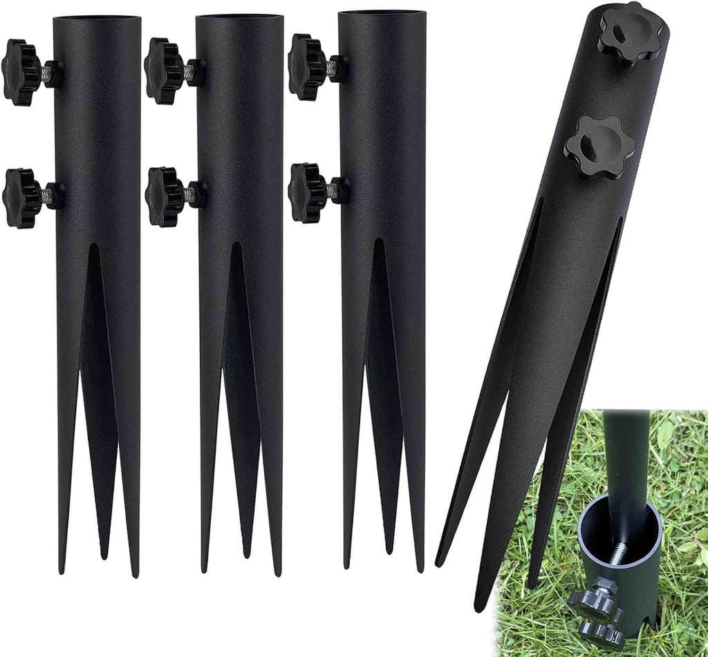 4 Pcs Steel Torch Stakes,Garden Stakes for Outdoor Lights,Metal Ground Spike Replacement Stakes for Solar Lights & Live Flame Torches,Outdoor Torch Stand Stake for Flagpoles, Fishing Rods
