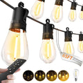 Outdoor String Lights Patio LED - Light Outside Waterproof S14 Porch Lighting Edison Plastic Bulb Pergola Hanging Balcony Connectable Backyard Yard Gazebo Party Garden Bistro 20M 65FT