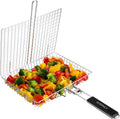 Eisinly BBQ Grilling Basket for Outdoor Grill with Removable Handle | Portable Grill Basket, Stainless Steel Camping Cooking Grill Accessories for Chicken Fish Vegetable, Easy to Clean