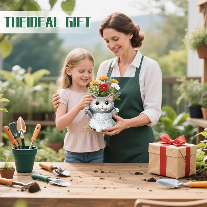Cat Hanging Planters for Indoor Outdoor Plants, Small Cute Hanging Pots for - Image 7