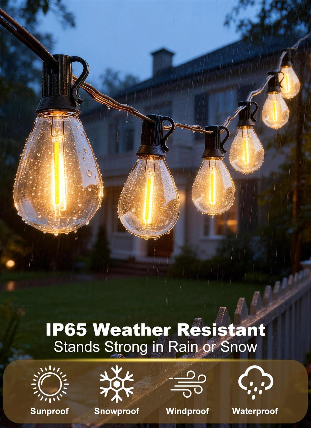 200FT Outdoor String Lights Waterproof, 76+2 Shatterproof S11 LED Bulbs, Extra Long Patio Lights for Outside, Bistro Cafe Decor, Backyard Garden Hanging Lights, Outside Fence Light String