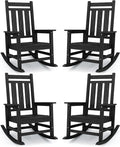 KINGYES Oversized Outdoor Rocking Chair Set of 4, All-Weather Patio Rocking by KINGYES