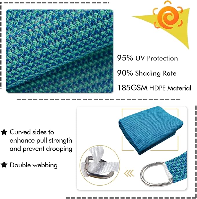 KANAGAWA 6'X8' Turquoise Mix Custom Size Sun Shade Sail Rectangle UV Block - Image 3