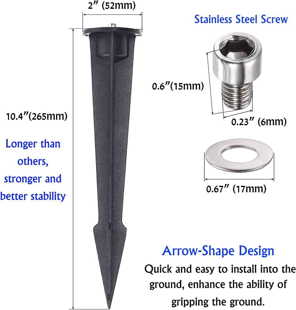 Metal Ground Stake Spike for Outdoor Landscape Spot Flood Pathway Solar Light Replacement Light Stake Spike Part Holder,10.4" Long(2 Pack)