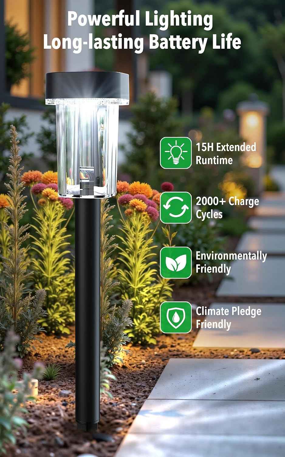 Solar Pathway Lights Outdoor, 12PK Waterproof Solar Powered Garden Lights | IP55 Waterproof, 6000K Cold White LED, Auto On/Off Outdoor Solar Lights for Yard Driveway Patio Decor Landscape Lighting
