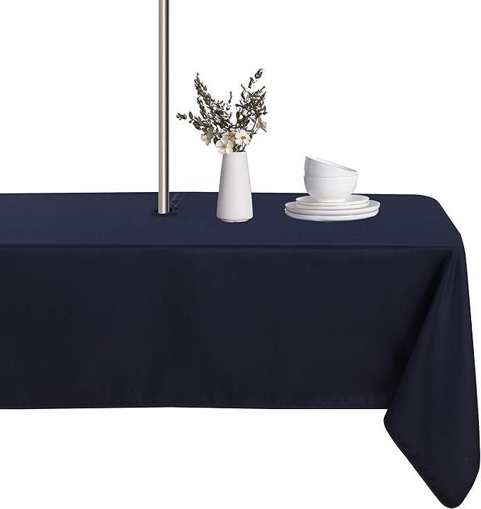 LUSHVIDA navy outdoor tablecloth with umbrella hole