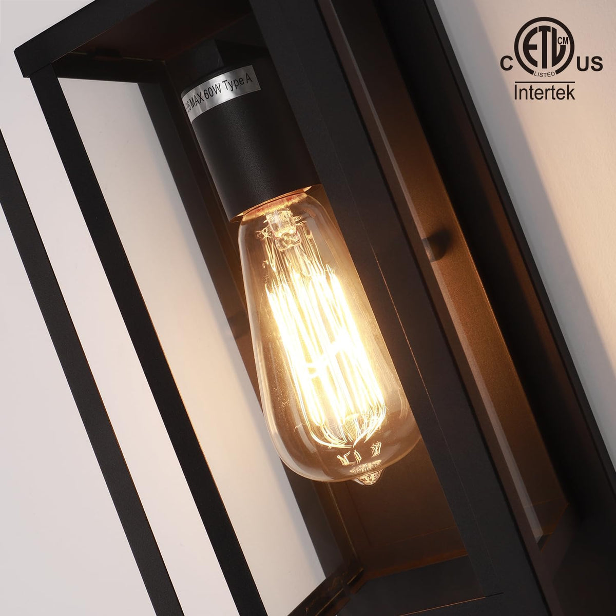 mirrea 14" Modern Outdoor Porch Wall Light, Matte Black, 2 Pack | Waterproof rectangular wall sconce with clear glass & metal frame. Perfect outdoor light fixture for entryways, patios.