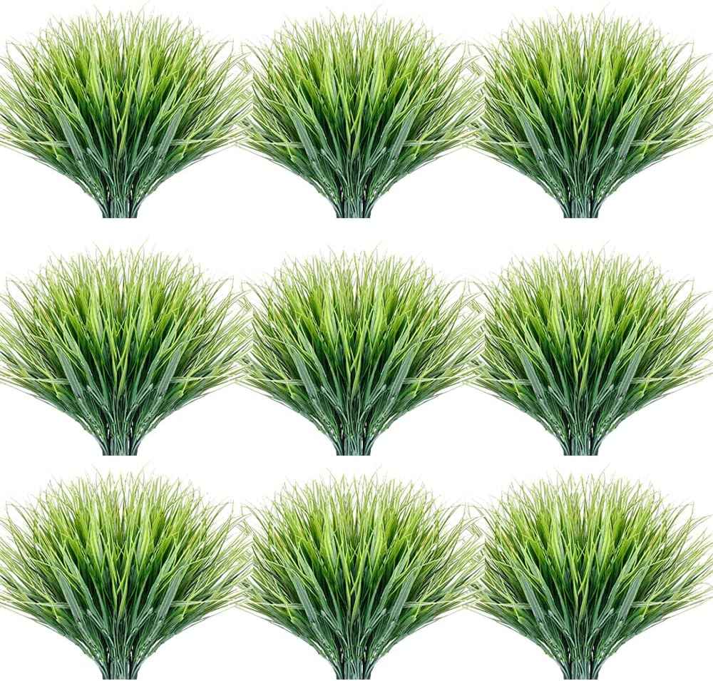 JEMONG 30 Bundles Artificial Grasses Outdoor UV Resistant Fake Grasses No Fade Faux Plastic Plants Garden Porch Window Box Decorating…