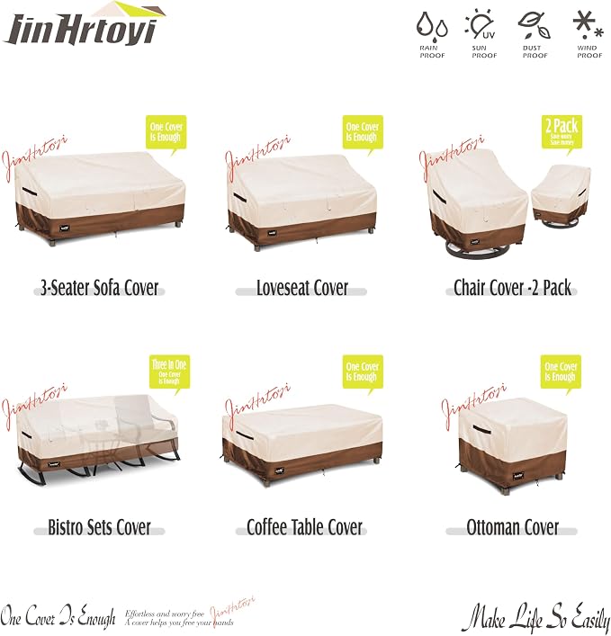 JinHrtoyi 3-Seater Outdoor Couch Cover, 85Wx38Dx35H inches Outdoor Furniture - Image 5