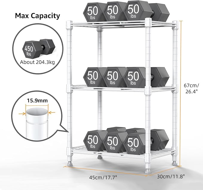 450 lbs Wire Storage Shelving 3-Tier Utility Shelving Unit Steel Organizer Wire - Image 3