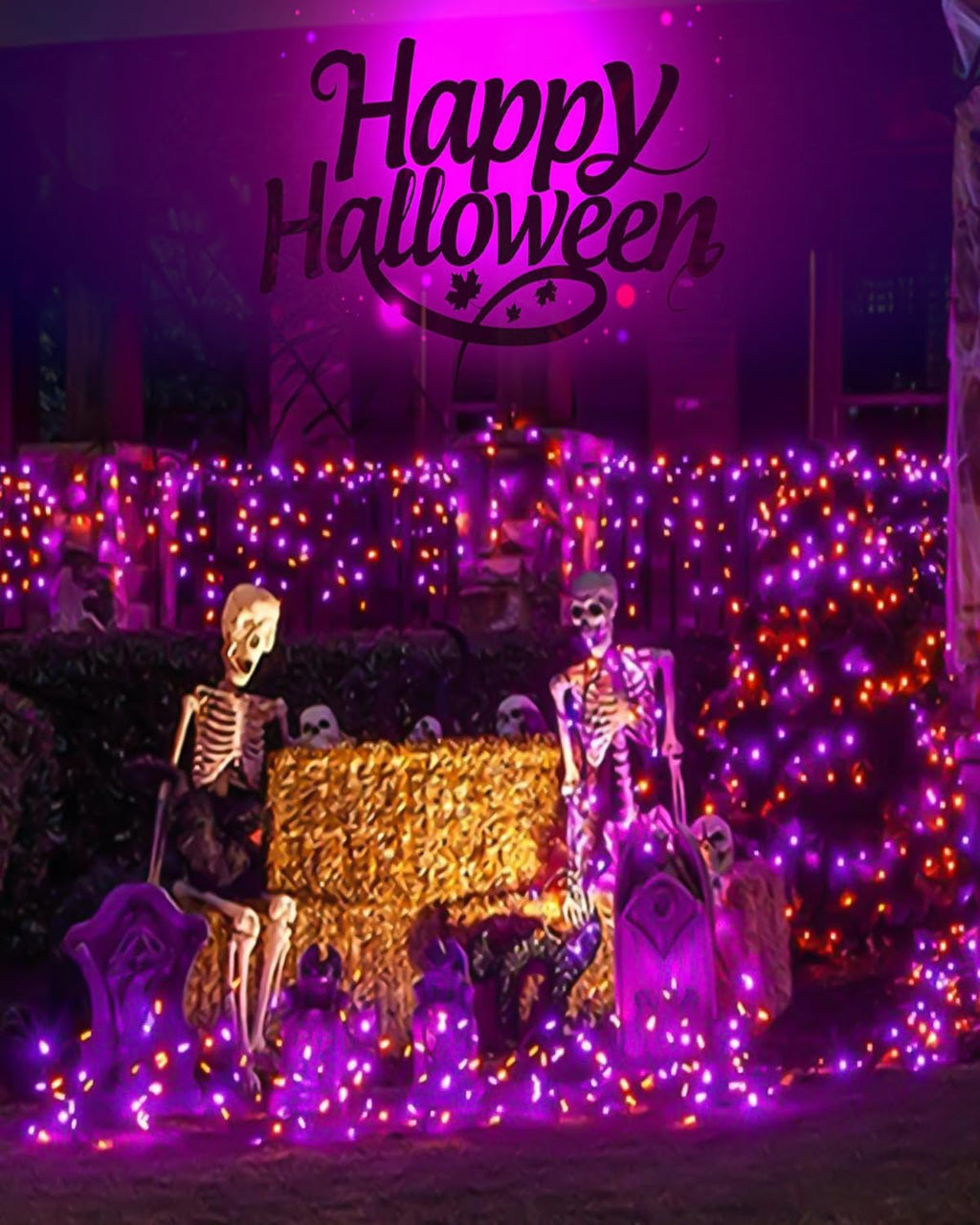Solar Halloween String Lights, 100 LED Orange Purple Fairy Lights, 8 Modes IP65 Waterproof Auto On/Off for Indoor Outdoor Holiday Decor