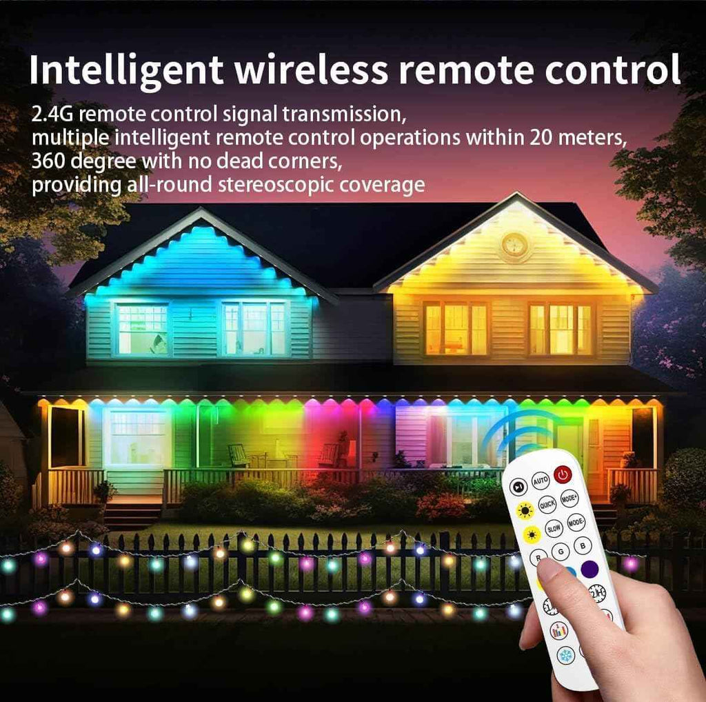 RaThun Permanent Outdoor Lights, Smart Decor with 72 Scene Modes, 100ft with 60 LED Lights, IP67 Waterproof for Outdoor Decorations, Work with App & Remote