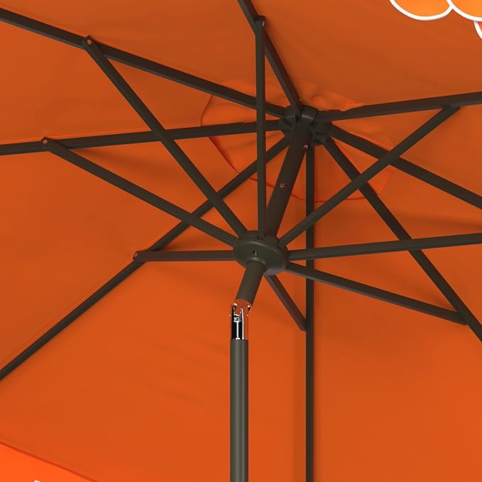 SAFAVIEH 9ft Outdoor Patio Umbrella, Auto Crank Tilt, UV Resistant - Image 3