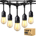 BRIMAX 2W 100FT Outdoor String Light Commercial Grade with 32 S14 LED Bulbs | Shatterproof Dimmable Patio String Lights Heavy Duty Waterproof for Bistro Cafe Market 2700K