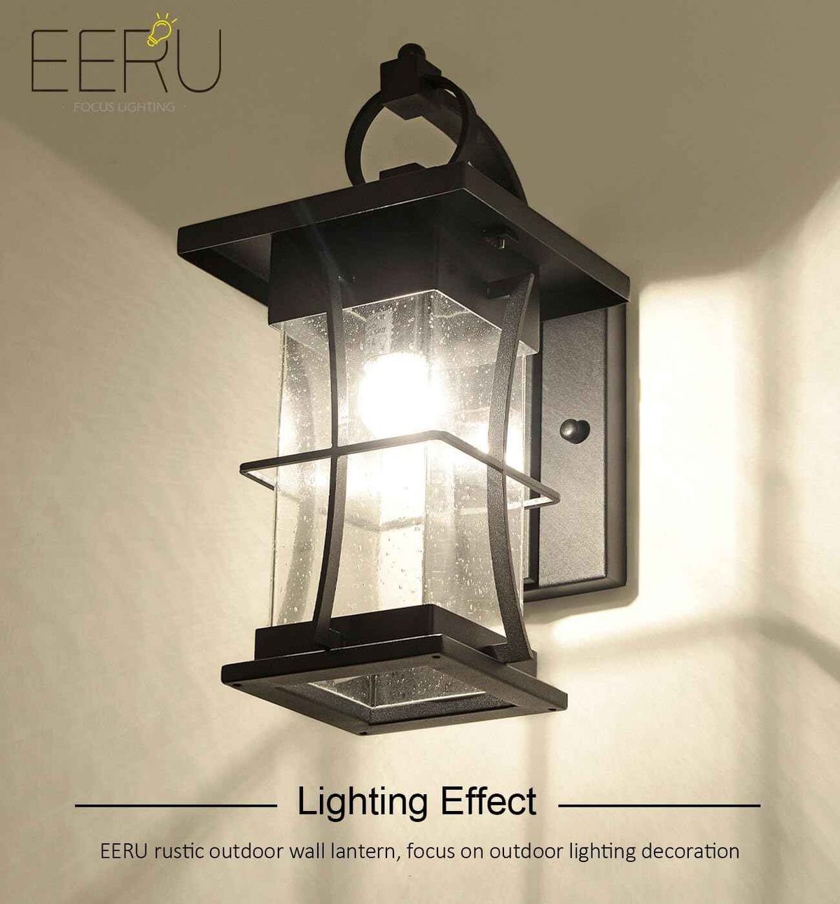 Outdoor Wall Sconces Light Fixtures Exterior Wall Lantern Outside House Lamps Waterproof Black Metal with Clear Seeded Glass, Perfect for Exterior Porch Patio House