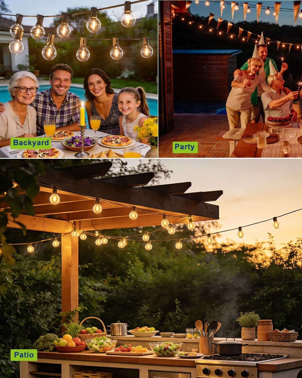 Outdoor String Lights Waterproof 75FT (1FT Bulbs Spacing) Remote for Patio | Connectable Outside Lighting Remote Dimmable,3 Modes,Timmer with 75 Plastic Globe Bulb for Backyard Bistro Porch Garden Fence