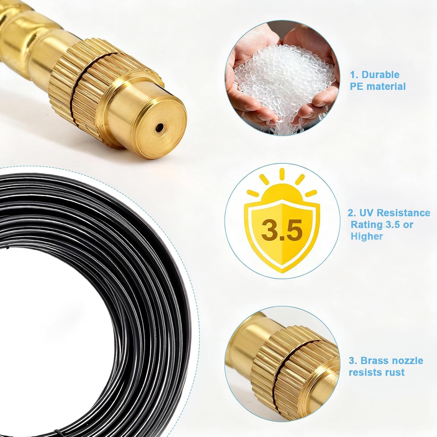 Thiswing 50FT 360° Adjustable Irrigation System for Garden | 1/4" Tubing, Automatic Watering Misting System with 15 Nozzles, Sprinkler for Garden, Yard, Lawn and Outdoor Plants