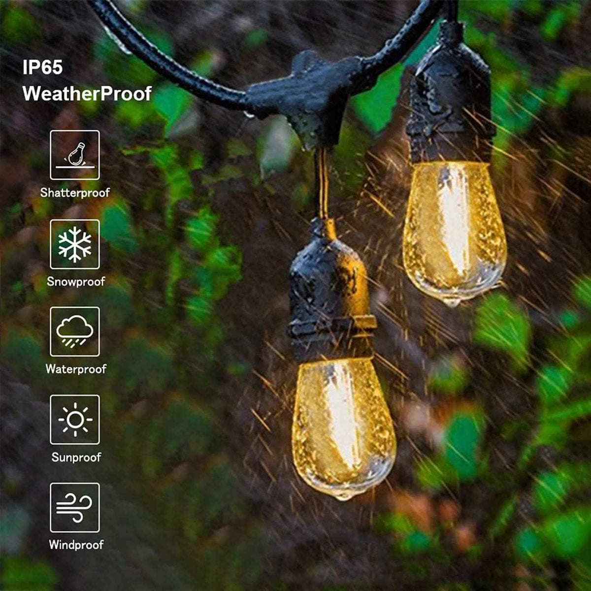 Svater Outdoor String Lights 105 FT Outside Waterproof Commercial Grade ETL | Patio Lighting with Shatterproof E26 S14 LED Dimmable Edison Bulbs, Hanging Strand for Bistro Cafe Backyard Warm White