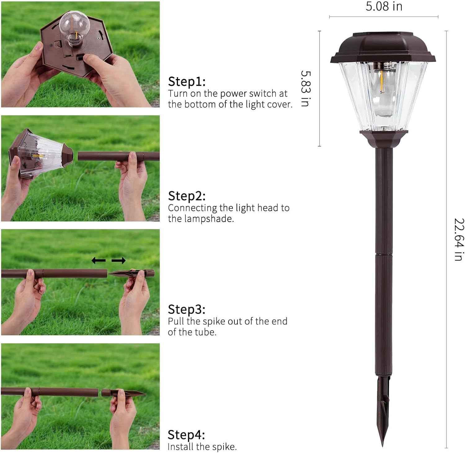 Sublume Solar Pathway Lights Outdoor 4 Pack, Solar Landscape Lights with 1000mAh Battery, IP 65 Waterproof, Auto On/Off,Warm White Solar Walkway Lights for Driveway, Yard, Garden Decor