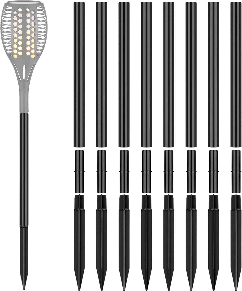 Chunful 8 Kit Solar Light Stakes Replacement Lame Lamp Extension Pole Ground Stake and Joint Connector Kit for Outdoor Garden Backyard(12.2 Inch)