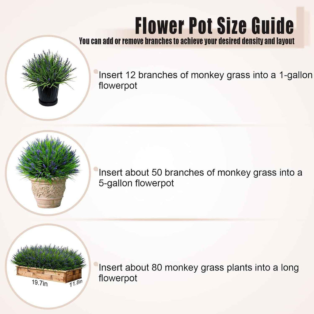 alyptus Artificial Plants Outdoor Fake Monkey Grass with Flowers for Pot UV Resistant Plant Decor for Window Garden Patio Hanging Planter Pathway Front Porch (Grass with Flowers)