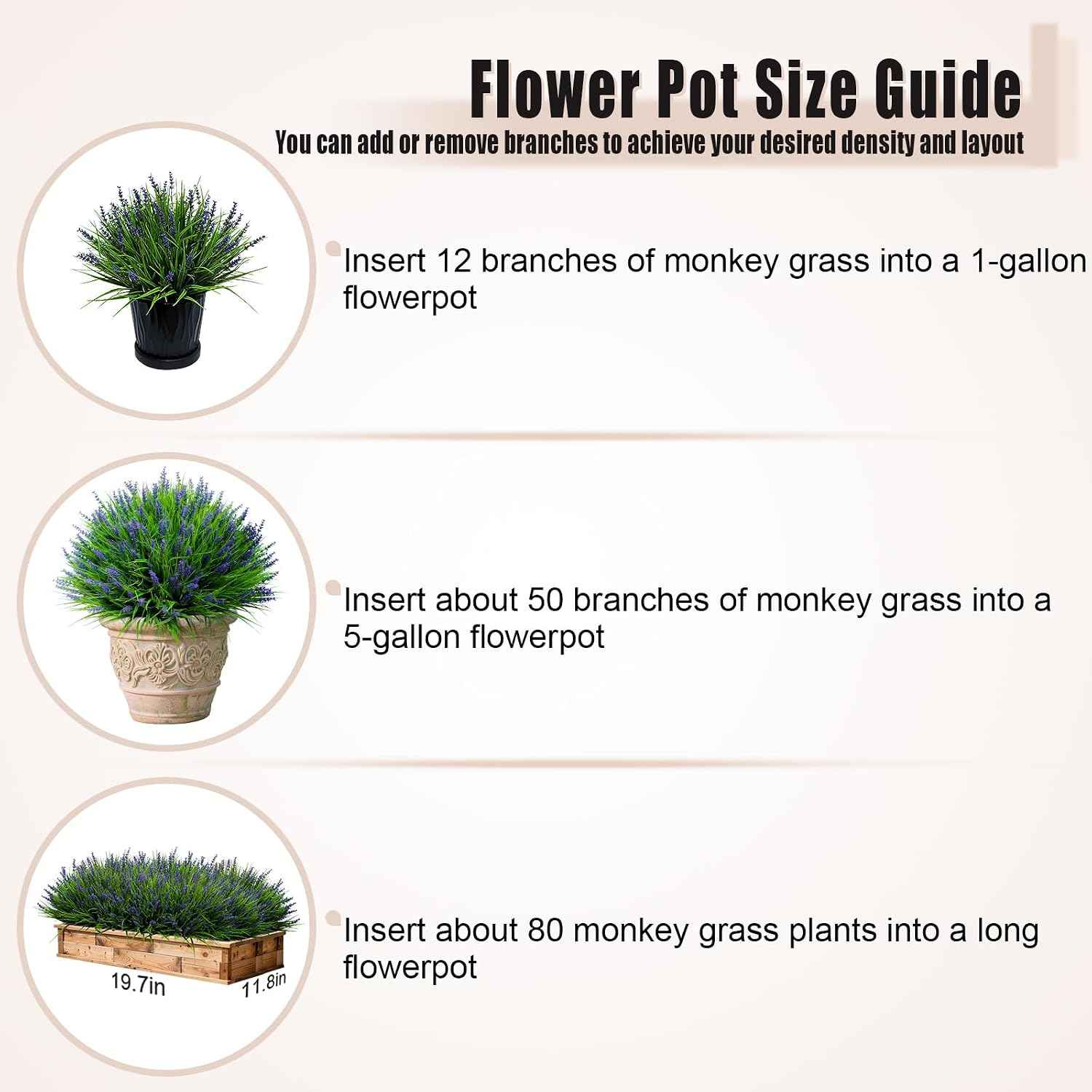 alyptus Artificial Plants Outdoor Fake Monkey Grass with Flowers for Pot UV Resistant Plant Decor for Window Garden Patio Hanging Planter Pathway Front Porch (Grass with Flowers)