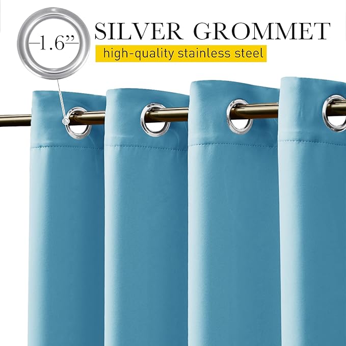 NICETOWN 2 Panels Weighted Blackout Outdoor Curtains - Image 3