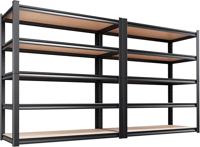 Set of 2 Garage Shelving Heavy Duty Storage Shelves, Metal Adjustable Shelving by Unknown