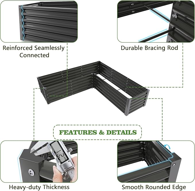 A ANLEOLIFE Set of 12 18 Inch Tall Raised Garden Beds Kit, Rectangular & - Image 5
