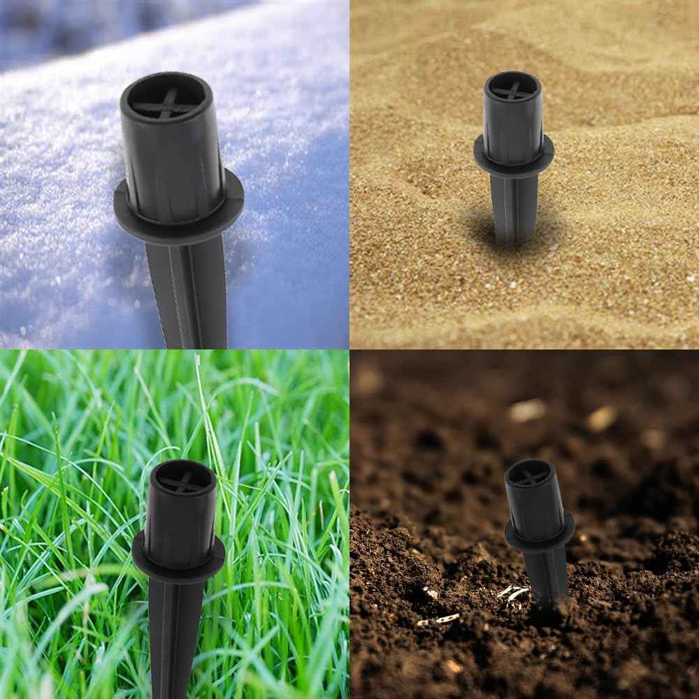 RTNLIT Metal Solar Light Stakes Replacement, Outdoor Ground Spikes for Garden Landscape Yard Pathway Patio Lamp Pole, 0.75 x 5.3 inch (Pack of 10, Black)