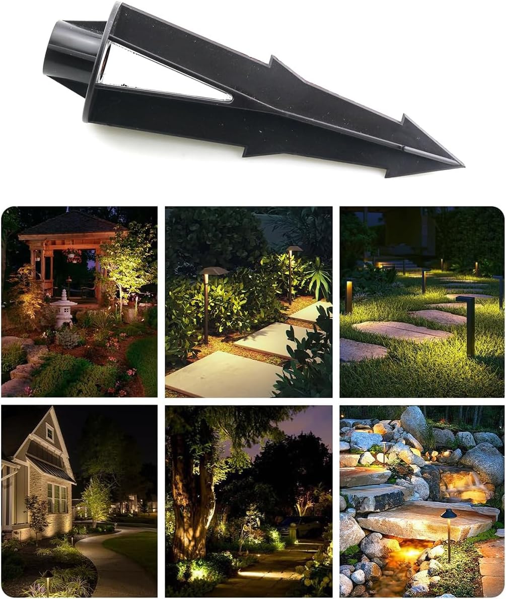 ZYAMY 4PCS Lawn Light Ground Stakes Replacement Landscape Lighting Ground Spikes Heavy Duty Plastic Light Poles for Outdoor Low Voltage Landscape Spotlights with 1/2-14NPT Thread Brown