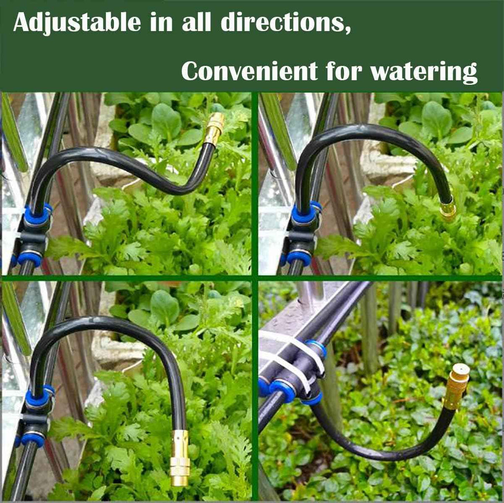 CESFONJER 8mm Quick Connector, 6 Pcs Quick Sprinkler Head Universal Adjustment, Watering and Flower Watering Irrigation Micro Spray New Nozzle, With 10 Pcs Air Push Quick Fittings