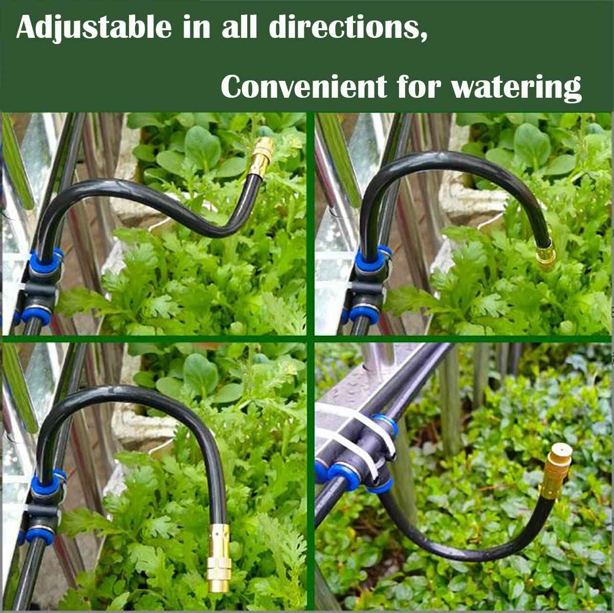 CESFONJER 5M PE Air Hose Pipe Tube Kit, with 6 Pcs Quick Sprinkler Head Universal Adjustment, Watering and Flower Watering Irrigation Micro Spray New Nozzle and 10 Pcs Air Push Quick Fittings