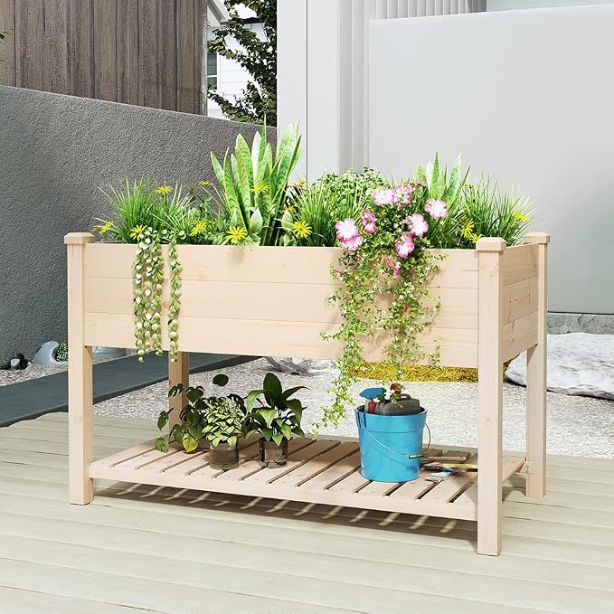 BIRASIL Outdoor Wood Raised Garden Bed, Elevated Reinforced Large Planter Box - Image 7