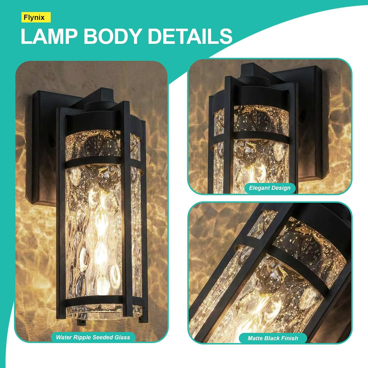 Outdoor Wall Light Fixtures, Waterproof Front Porch Light, Modern Exterior Lighting with E26 Socket, Wall Sconce Lantern Lamp, Black Outside Light for Front Door, House, Garage, Patio (1 Pack)