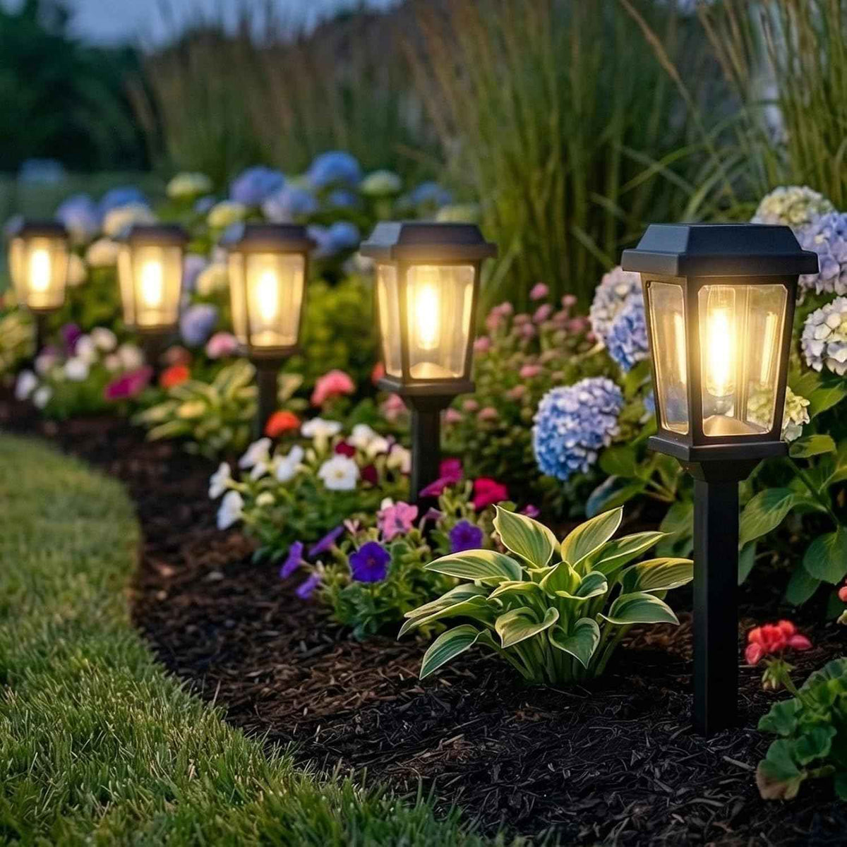 12 Pack Solar Lights Outdoor, Modern Solar Pathway Lights Outdoor, Waterproof Auto On/Off Garden Lights for Yard, Landscape Path, Walkway, Driveway Decor (3000K Warm White)