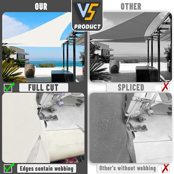 LOVE STORY Custom Size 7'x7'x7' Butter Cream Sun Shade Sail Triangle Sunhsade - Image 7