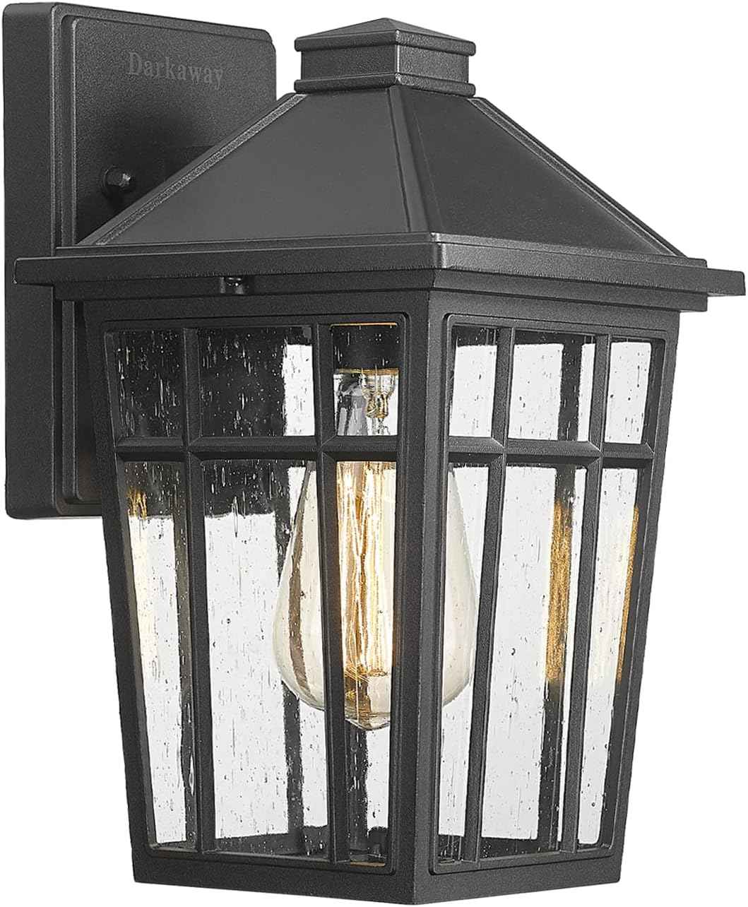 Darkaway Outdoor Sconce Lights Wall Light Fixtures, Front Porch Light Outdoor Wall Anti-Rust Waterproof Aluminum with Glass Exterior Light Fixture for Patio, Yard, Doorway, Garage(1 Pack, Black)