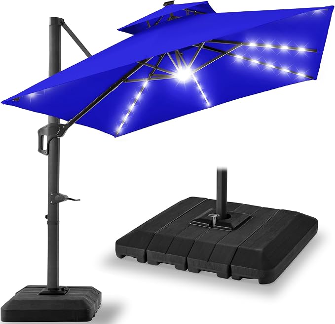 Best Choice Products 9x12ft LED Cantilever Patio Umbrella w/Base Included & by BestChoiceProducts