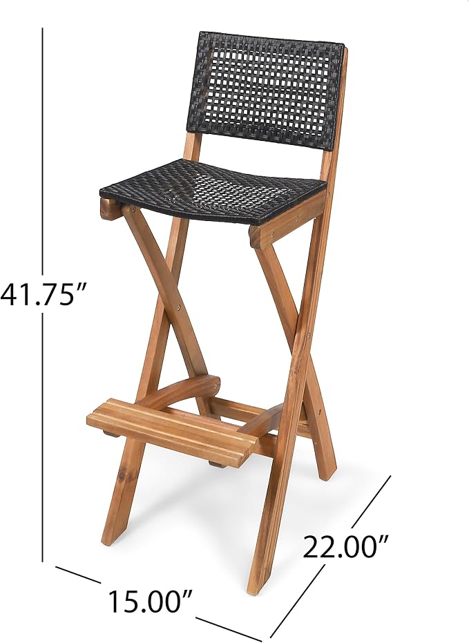 Christopher Knight Home Polaris Outdoor Acacia Wood and Wicker 5 Piece - Image 4