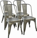 FDW | Set of 4 Metal Dining Chairs | Bronze | Stackable Tolix Side Chairs by FDW