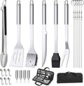 BBQ Accessories Grill Tools Set,Stainless Steel Barbecue Grill Accessories | Easy to Carry,with Canvas Bag,Barbecue Utensils Grilling Accessories,for Outdoor Barbecue,Gifts for Men ( Sliver-22PCS )