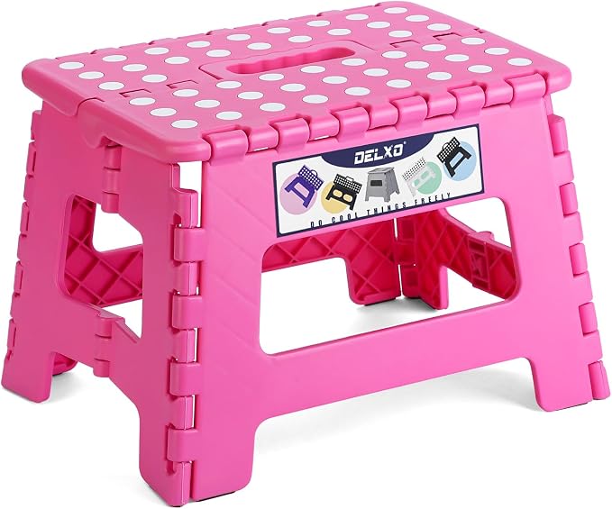 Delxo Folding Step Stool 9 inch Non-Slip Foldable Stools Up to 300 LBS Kids by Delxo