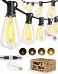 Outdoor String Lights, 108FT (30+1) ST38 String Lights for Outside | IP65 Waterproof, ETL Listed, Shatterproof, End-to-end Connection, Dimmable, 2700K LED Lights for Backyard, Balcony, Garden
