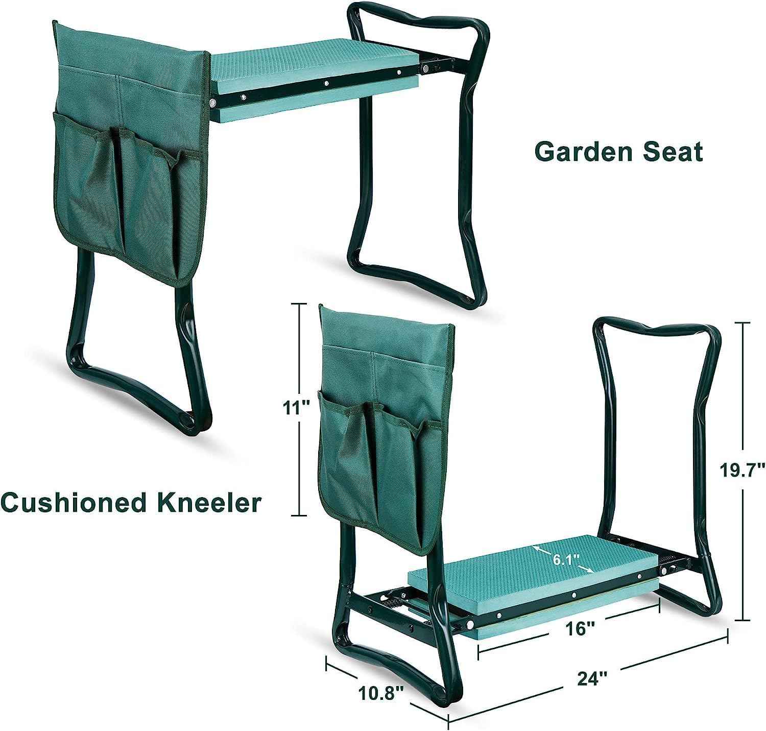 SUPER DEAL Folding Garden Kneeler and Seat with Free Tool Pouches - EVA Foam Pad Protects Your Knees - Sturdy and Lightweight, Gardening Gifts for Women Men