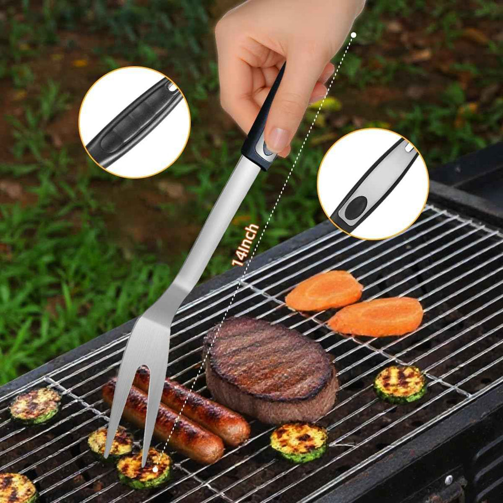 BBQ Grill Tool Set BBQ Grilling Accessories Set 8PC Barbecue Grill Tools Utensils Set for Outdoor with Spatula, Fork, Brush, Tongs, Seasoning Bottle Grilling Gifts for Men Dad