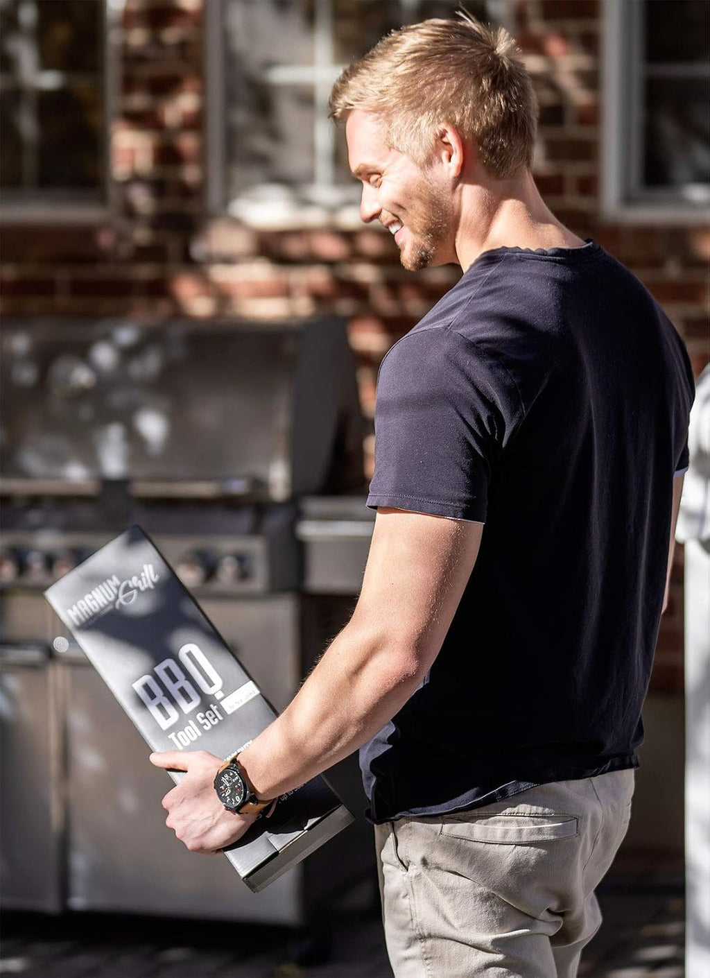 BBQ Tools | 18" Tongs & Spatula | Grill Mat | 2 Magnetic Hooks | Heavy-Duty Metal Tongs and Spatula, 2 Strong Magnetic Hooks for Grill-Side Hanging, Reusable BBQ Grill Mat