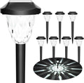 GIGALUMI Solar Pathway Lights, 8 Pack Outdoor Waterproof | Elegant pattern auto on/off dusk to dawn. Perfect for yard, garden, walkway, driveway, lawn. 8-pack landscape set.