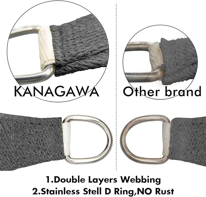 KANAGAWA 23'X24' Dark Gray Custom Size Sun Shade Sail Rectangle UV Block Canopy - Image 5