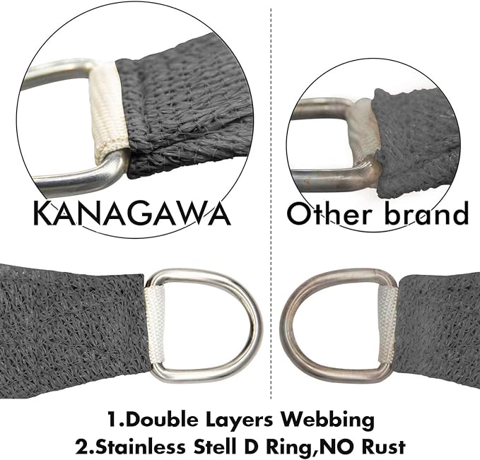 KANAGAWA 24'X24' Dark Gray Custom Size Sun Shade Sail Square UV Block Canopy - Image 5
